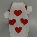 Hillban Valentines Dog Costume Pet Knitted Heart Sweater Small Puppy Clothes Warm Soft Outfits for Small Dogs and Cats(Chest 15.7in,Neck 10.2in,Back Lengt 14.2in)