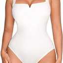 FeelinGirl Square Neck Bodysuit for Women Sleeveless Tummy Control Slimming Bodysuit Going Out Tank Tops Small