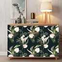 Dark Green and Gold Tropical Jungle Peel and Stick Removable Vinyl Wallpaper - 17.7in x 9.8ft