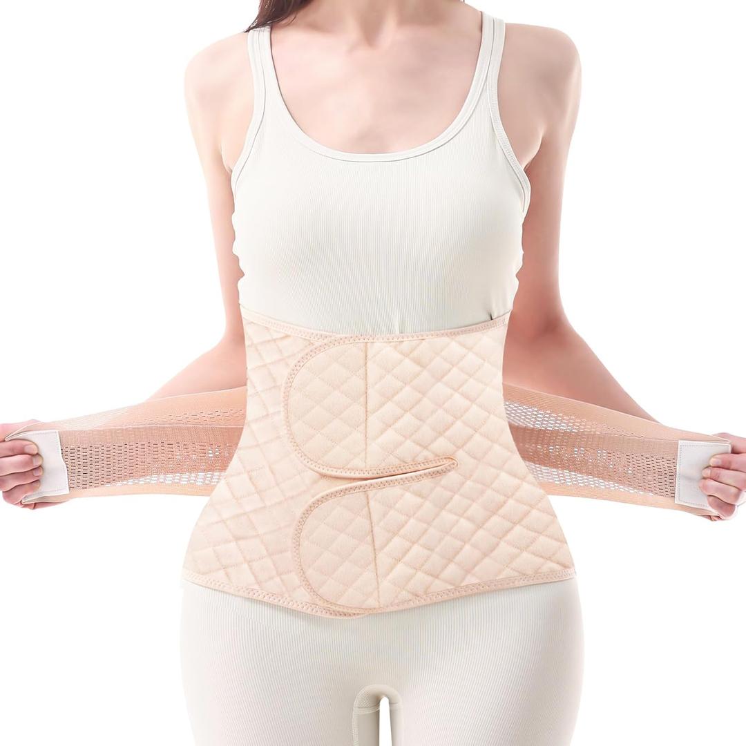 Trendyline Postpartum Belly Band Wrap: Abdominal Binder Post Surgery Postpartum Belly Wrap Post Partum Binder - C Section Recovery Support Belt Postpartum Girdle Stomach Hysterectomy Belly Band (Medium, Beige)