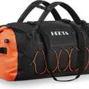 HEETA Waterproof Duffel Bag Motorcycle Dry Bag Backpack, 60L/80L Extra Large Rolltop Travel Duffle Bags with Straps & Handles for Kayaking Rafting Boating Canoeing Camping Gym Beach Cruise Ship (Black)