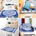 Boho Woven Throw Blanket Reversible Cotton Bohemian Tapestry Hippie Room Decor Witchy Astrology Zodiac Celestial Constellation Carpet Bed Chair Couch Sofa Cover Double Sided (Blue, S: 71x51)