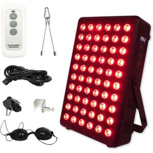 Red Light Therapy Panel for Body and Face, 660nm Red 850nm and Near Infrared Panel Built-in Timer, 60 LEDs High Power, Promote Sleep, Improve The Body, Relieve Muscle FatigueE300-Black)