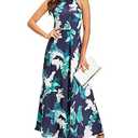 STYLEWORD Women's 2026 Summer Hawaiian Beach Maxi Dresses Tropical Halter Neck Vacation Long Dress Spring Trendy Outfits(Floral 01,L)