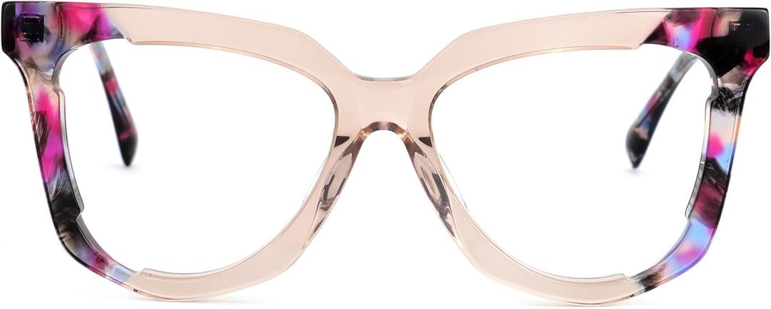 Zeelool Blue Light Blocking Glasses, Acetate Frame Glasses for Women with Clear Lens Anti Eyestrain & UV ZJGA269329 (Champagne)
