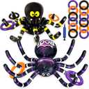 Max Fun Halloween Ring Toss Games for Kids, 2 Pack Inflatable Spiders Set Halloween Party Favor Supplies Holiday Carnival School Decoration Outdoor Indoor Spooky Creepy Game