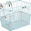 Retrospec Apollo Detachable Front Bike Basket Steel Half-Mesh with Integrated Detachable Hooks and Built-In Handle, Easy Assembly and Portability for Bicycles (Cool Mint)