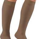 Truform Sheer Compression Stockings, 15-20 mmHg, Women's Knee High Length, 20 Denier, Espresso, Large