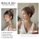 Ponytail Extension Synthetic Blonde Messy Bun Hair Piece, 7.8 Inch Short Wavy Ponytail Extension Faux Pony Tail Clip Claw Clip Hair Extensions for Women, (Blonde With Brown Highlights,3OZ)