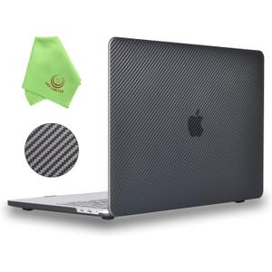 UESWILL Case for 2016-2024 MacBook Pro 13 inch M2 M1 Model A2338 A2289 A2251 A2159 A1989 A1706 A1708 with USB-C Touch Bar, Carbon Fiber Texture Hard Shell Case Cover, Black