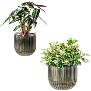 Melphoe Self Watering Pots for Indoor Plants Planter, 8.3/5.3 Inch 2 Pack Planters Self Watering Plant Pots for Flower, Houseplants, Succulent, African Violets and Cactus with Drainage (Light Grey)