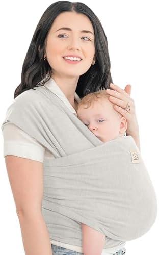 KeaBabies Baby Wrap Carrier - All in 1 Original Baby Carrier Newborn to Toddler Sling, Easy to Wear, Hands Free Bonding, Lightweight, Breathable Infant Wraps (Rhino Gray)