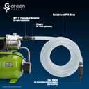 Green Expert 1" ID Inlet Hose Kit with End Valve and Threaded Adapter, 13-Foot Transparent PVC Pipe for Shallow Well Pumps Booster system Water Intake, All-in-One Easy Installation Pump Accessory