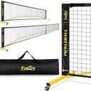 Portable Pickleball Net Set with Wheels, Regulation Size 22 FT & Half Court 11 FT, Steady Metal Frame Pickle Ball Net Set System with Carry Bag for Backyards, Driveways, and Garages (Black&Yellow)
