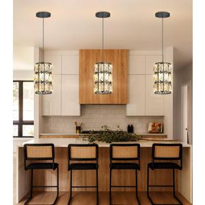 3 Pack Modern Crystal Pendant Lights for Kitchen Island LED Dimmable Glam Pendant Lighting Chandelier for Dining Room Hallway Corner Lamp Gold