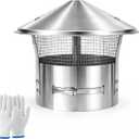 Rust-Proof 8" Round Chimney Cap -Adjustable Stainless Steel Cover with Dense Mesh, Blocks Leaves & Small Animals, Easy Install Silver Mobile Home Fireplace Screen for Outside Use