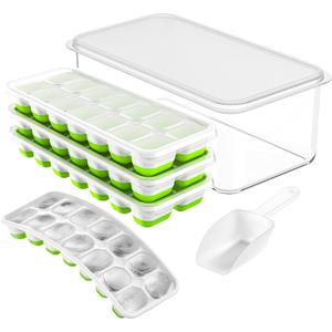 Durable Silicone Ice Cube Tray Set  Versatile Ice Tray, Stackable Ice Trays for Freezer with Lids, Flexible Ice Cube Trays for Freezer for Easy-Release Cubes