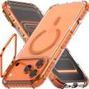 Nvollnoe for iPhone 17 Pro Max Case Compatible with MagSafe Military Grade Shockproof Heavy Duty Protective Adjustable Kickstand Ultra Clear Magnetic Phone Case for iPhone 17 Pro Max(Orange)