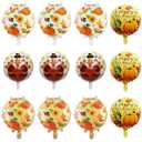 12Pcs 18'' Fall Balloons - Thanksgiving Foil Balloons with Turkey, Maple Leaf Designs for Party Decoration
