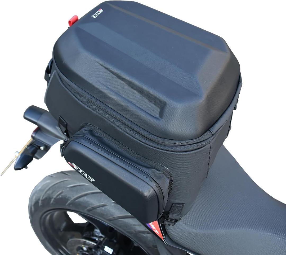 Universal Motorcycle Tail Bag, 40L-55L Expandable Rear Seat Bags Backpack