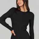 ANRABESS Women Long Sleeve Sweater Dress Crewneck Bodycon Stretch Slim Fit Ribbed Knit Midi Dresses 2025 Fall Trendy Outfits Black Small (Black, S)