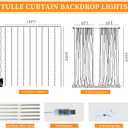 10x10ft Ivory Tulle Backdrop Curtain with String Lights, Wrinkle-Free Sheer Wedding Backdrop for Birthday Parties, Baby Showers, Bridal Showers, Photo Shoots and Home Decorations, Ivory