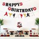 KEFAN Karate Sports Party Supplies - Taekwondo Birthday Banners, Cake Toppers, Table Centerpieces, Balloons for Boy Girl Party