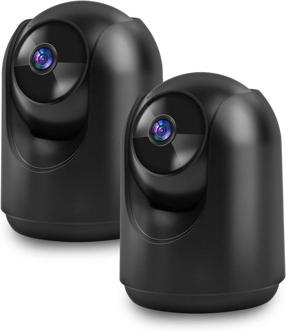 Cameras for Home Security, 2K Pan/Tilt Indoor Camera Baby Monitor Pet Camera App Sleep Mode, 24/7 2-Way Talk Human Detection Motion Tracking Night Vision SD/Cloud Storage Indoor Security Camera 2-Pack