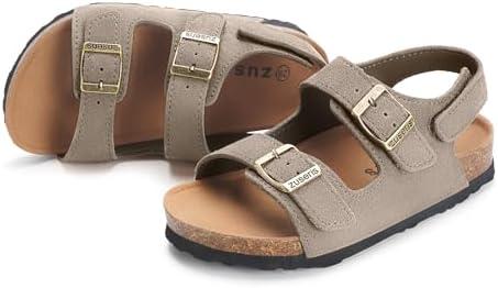 ZUSERIS Kids Toddler Sandals Boys Girls Cork Footbed Sandal Comfort Double Buckle Slip On Slippers with Adjustable Back Strap 24
