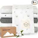 Organic Burp Cloths Baby Boy, Girl  6Pack Large 100% Cotton Burping Cloths for Babies, Spit Up Rags, Super Absorbent, Ultra Soft Newborn Rag, Gender Neutral, Machine Washable, Durable (Neutrals)