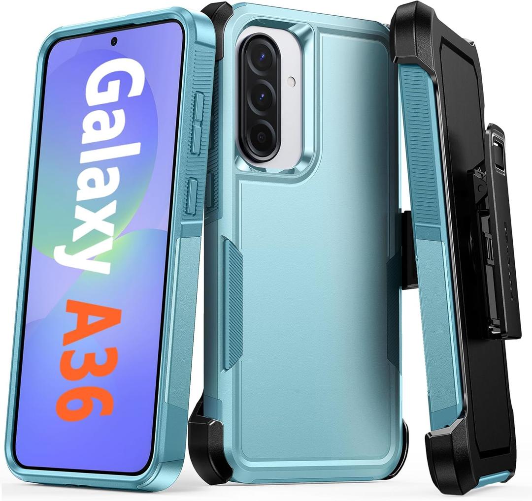 FNTCASE for Samsung Galaxy A36-5G Case: for Samsung Galaxy A56 5G Case Heavy Duty Drop Protection with Rugged Belt-Clip Holster & Kickstand Military Grade Shockproof Durable Protective Cover (Green)