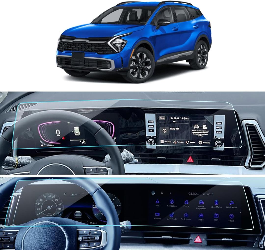 2PCS Car Screen Protector for 2023 2024 2025 Kia Sportage EX/X-Line AWD Accessories Navigation Digital Instrument Cluster Dual Displays Nano Touchscreen Protector Film 12.3''