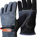 2 x YESWELDER Leather Work Gloves for Men or WomenSuitable for welding | gardening |construction etc. Cowhide leather with cotton lining, wrist closure, grippy and durable.Reinforced palm,Black-gray L (Gray, L)