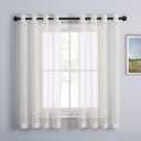 Nicetown Sheer Curtains for Windows 63 inch Length, Grommet Living Room Curtain Panels Voile Textured Soft & Lightweight Window Dressing for Bedroom Decor, Beige, W54 x L63, 2 Pieces