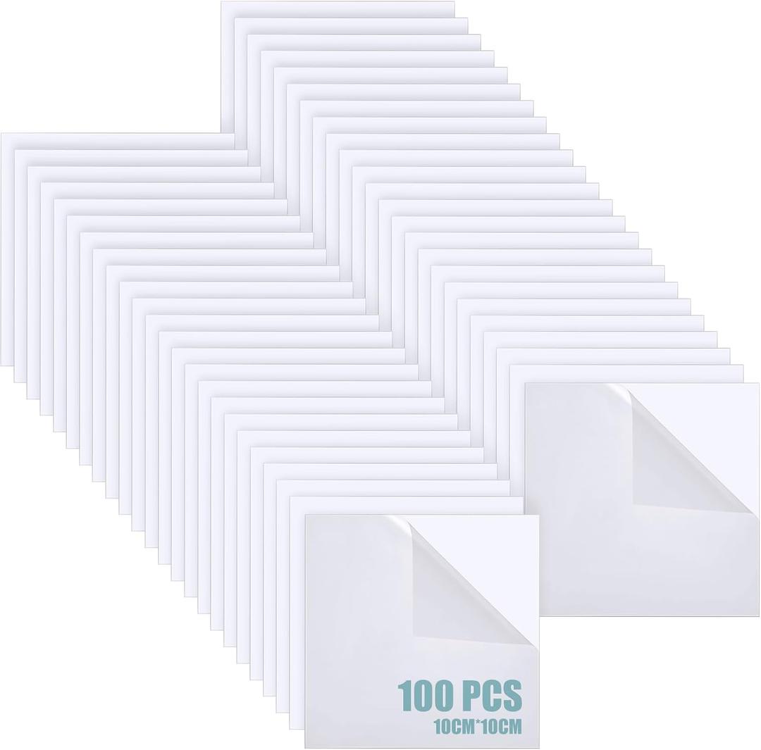Pangda 100 Pcs 4'' x 4'' Clear Acrylic Sheets Squares Acetate Sheets Transparent Panel Signs with Protective Paper for DIY Projects Photo Frame Display Craft(0.04'' Thick)