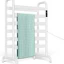 Towel Warmer Rack, Heated Towel Racks for Bathroom, with Timer and Temperature Adjustment, Overheat Protection Function, 12 Heating Rods, Large Free-Standing Suitable for Bathroom, Bedroom (White)