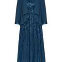 Sequin Wedding Guest Dress with Jacket Mother of The Bride Dress Blue Green 12