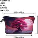 3 x Pink World Tree Makeup Bag Floral Giant Tree Cute Organizer Bag Zipper Pouch Pink Moon Tree Print Cosmetic Bag Present for Women Friends