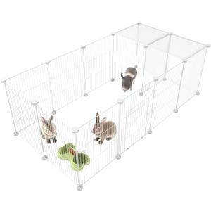 HOMIDEC Pet Playpen, Small Animals Cage DIY Wire Fence with Door for Indoor/ Outdoor Use, Portable Yard Fence for Small Animal, Puppies, Kitties, Bunny, Turtle 48" x 24" x 16"