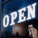 30" x 10" Large LED Open Sign with Remote Control High Bright Visibility Business Open Sign 14 Mode Suitable for Shop, Bar, Hotel, Retail and Restaurant (White)
