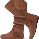 katliu Women's Slouchy Mid Calf Boots Zip up Flat Boots (9)