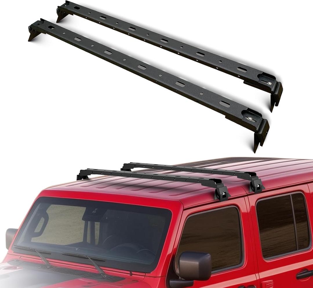 for JK JL JT XJ 200 LBS Roof Racks Cross Bars Compatible with 2007-2026 Jeep Wrangler JK JKU JL JLU Gladiator JT & 1984-2001 Jeep Cherokee XJ Hardtop, Roof Rail Crossbars Cargo Carrier (2 PCS)