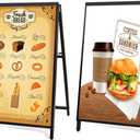 2 Pack 24 x 36 Heavy Duty Slide-in Folding A-Frame Sidewalk Sign Black Coated Steel Metal Double-Sided Pavement Sign (Frame only)