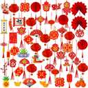 Winlyn 161 Pcs Chinese New Year Decorations - Hanging Good Luck Ornaments, Red Lanterns, Festive Tree Ornaments, Paper Fans for Asian Lunar New Year 2025 Year of The Snake Party Decor
