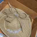 dressfan Vintage Fascinator Hats for Women,Linen Pearl Fascinator for Derby Church Wedding Tea Party (Beige)