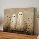 Vintage Halloween Ghost Canvas Wall Art,16x24in Framed