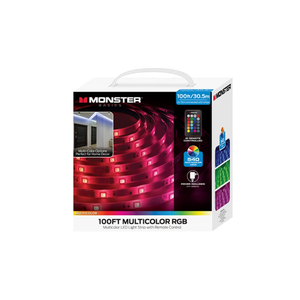 MONSTER Multi Color LED Strip + Adapter, 100 ft