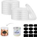 Oui Yogurt Jars Lids, 12 pcs Plastic Yogurt Container Jar Lids Sealed Against Leaks Replacement Lids Covers with label for Yoplait Oui Yogurt Glass Jars (12pcs+label)