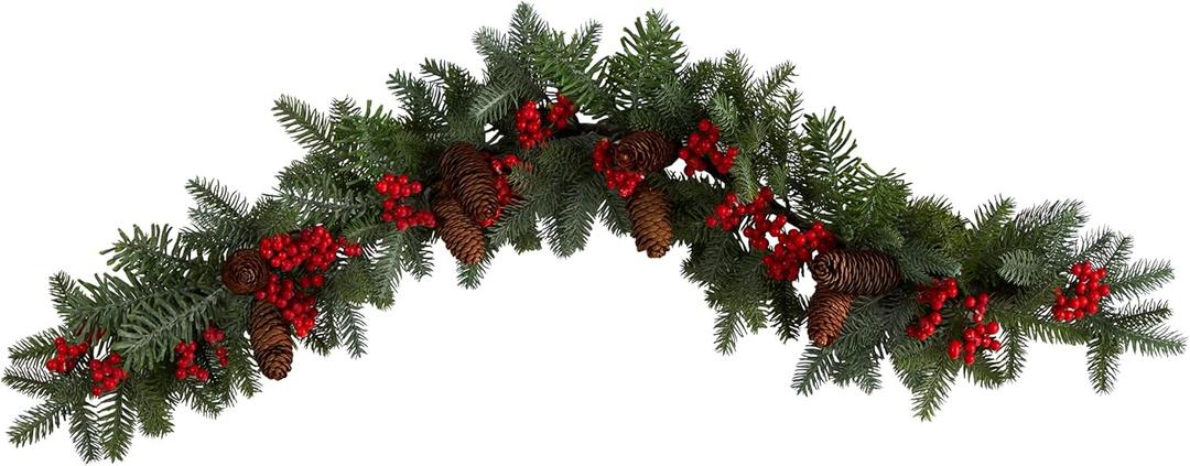 Nearly Natural 40in. Pines, Red Berries and Pinecones Artificial Christmas Garland