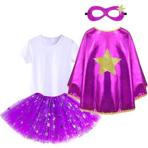 Simple polymer Capes with Mask Princess Capes Birthday Party Dress Up Capes Costume for Christmas, Halloween (Purple), Size:Cape: L27.5inches W27.5 inches